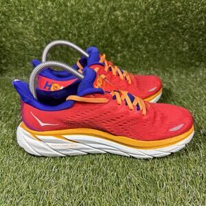 Hoka One One Clifton 8 Shoes Womens Size 7.5 Orange Purple Running 1119394 READ